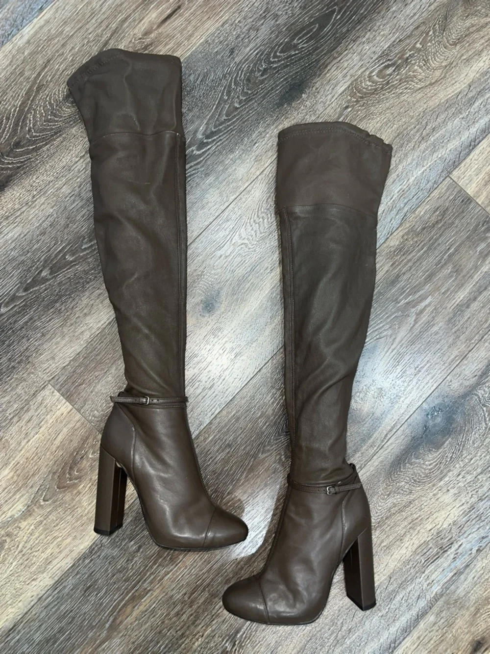 MASSIMO DUTTI OTK Stretch Leather High Heel Boots In Brown 🤎